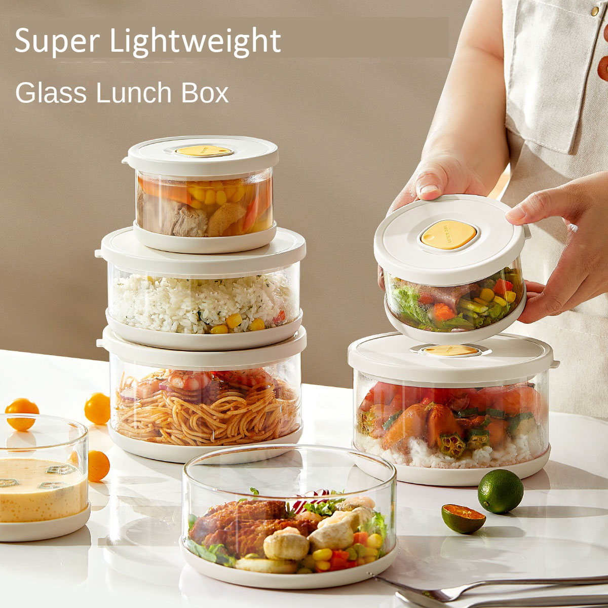 Food Storage Tupperware - Set di bicchieri in vetro Contenitori
