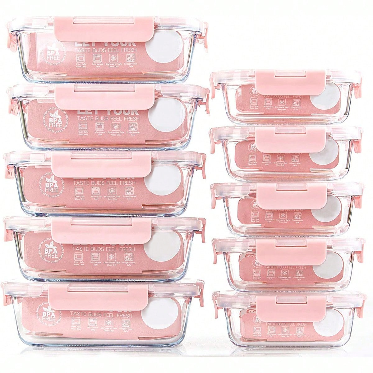 Food Storage Glass Box - Confezione da 10 contenitori in vetro