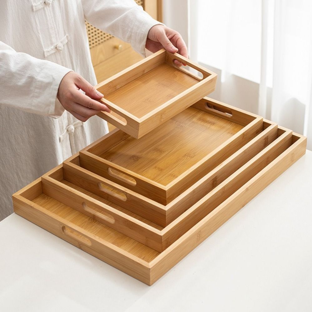 Food Storage Handling - Vassoio Decorativo Rettangolare in Bambù Naturale