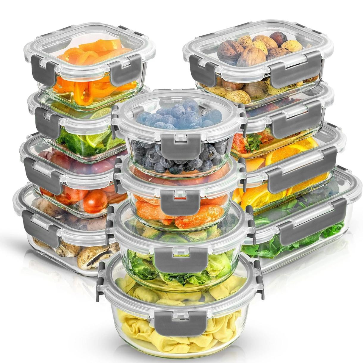Food Storage Tupperware - Set di 24 Contenitori in Vetro
