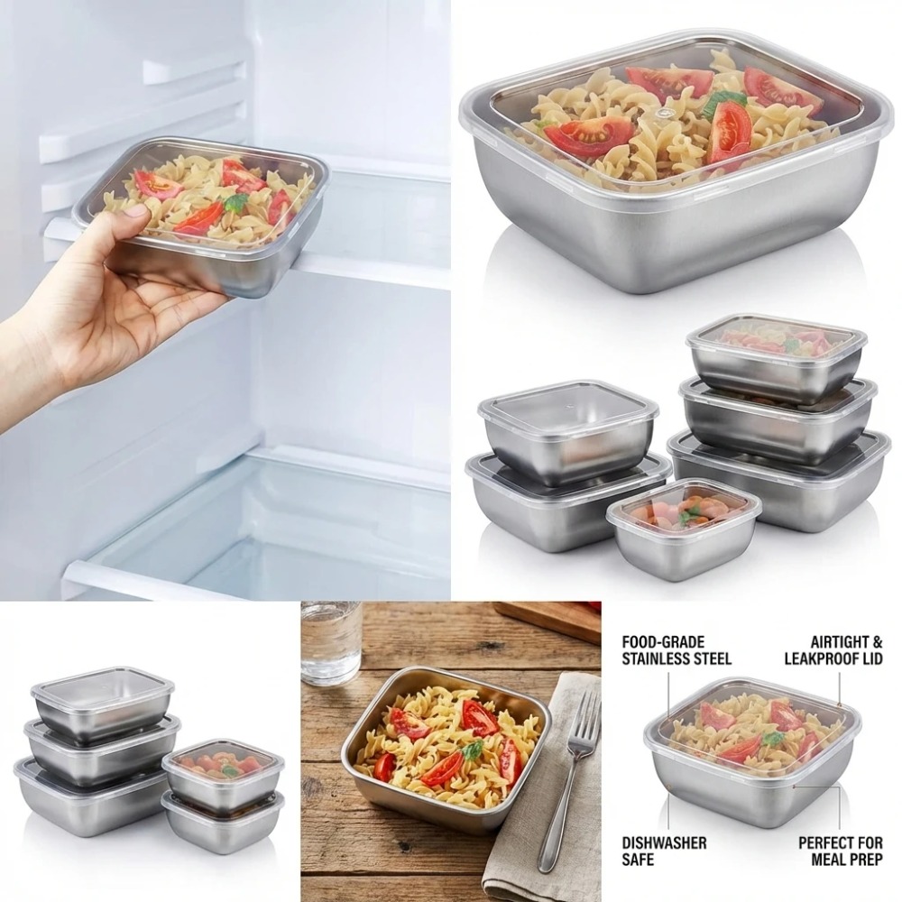 Set di 6 Contenitori per Alime - Food Storage Box Stainless Steel recensione e prezzo